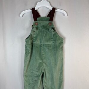 Baby Toddler Overalls Unisex Green Brown Straps Bow Detail Patpat 6-9 M